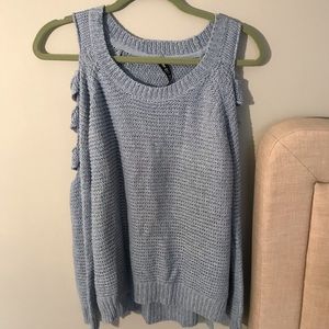 Sky Blue Cold Shoulder Sweater